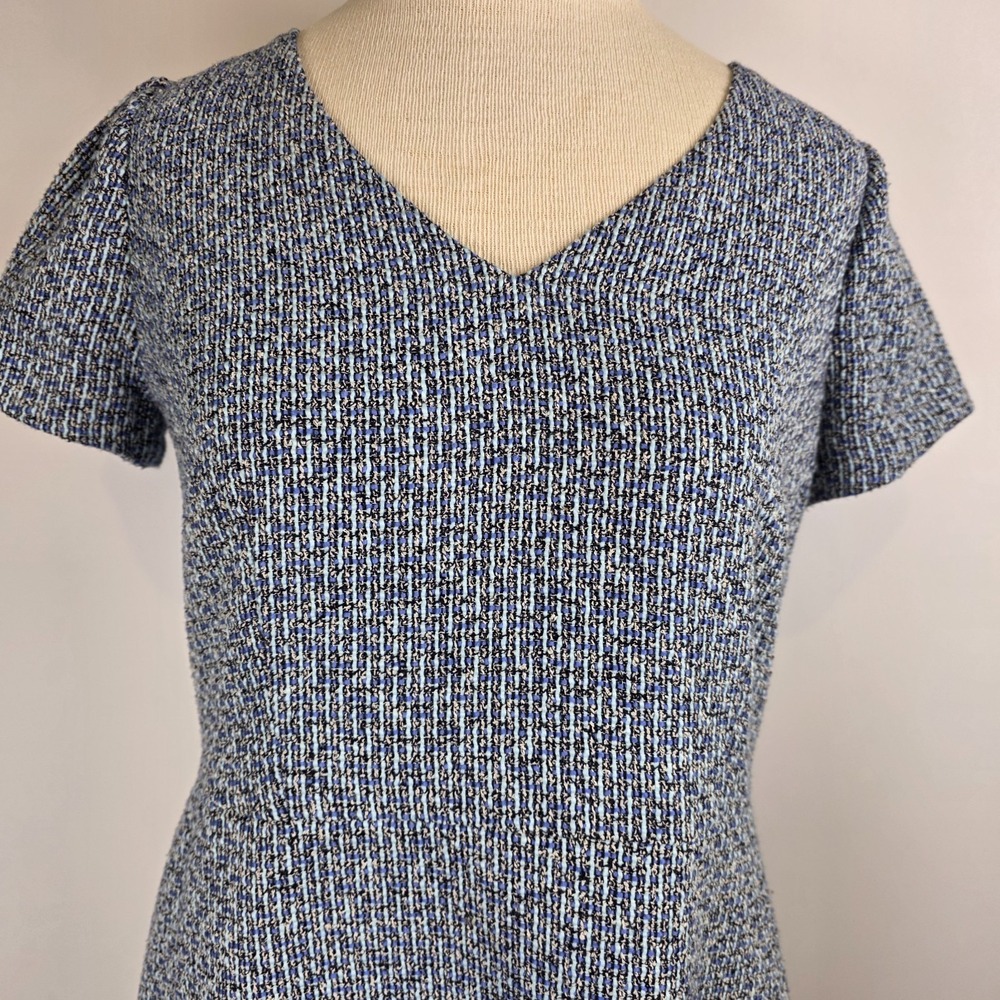NWT Talbots Tweed Sheath Dress 6 Blue Textured Boucle Lined Career Preppy‎ $129 - Picture 2 of 10
